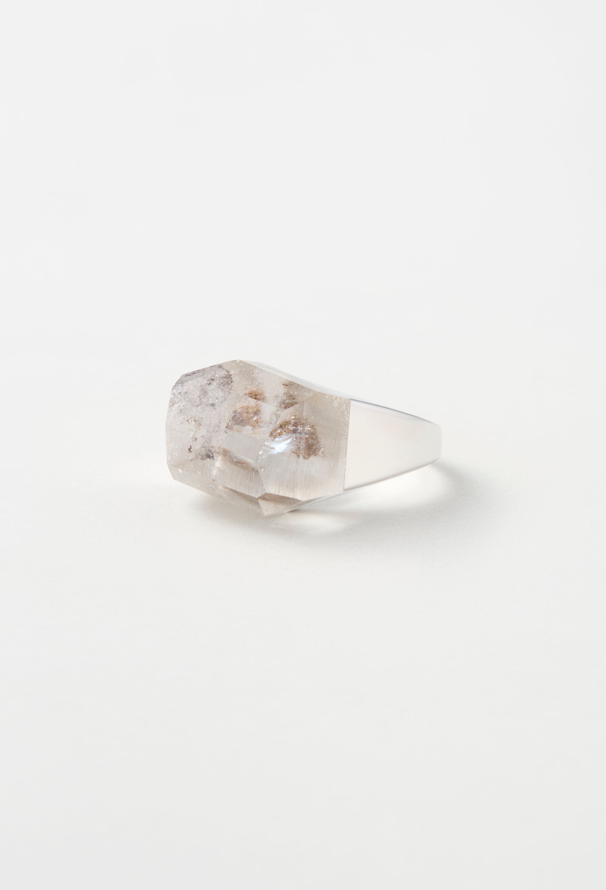 [One-of-a-kind] Black Banded Agate Rock Ring / Crystal / Silver