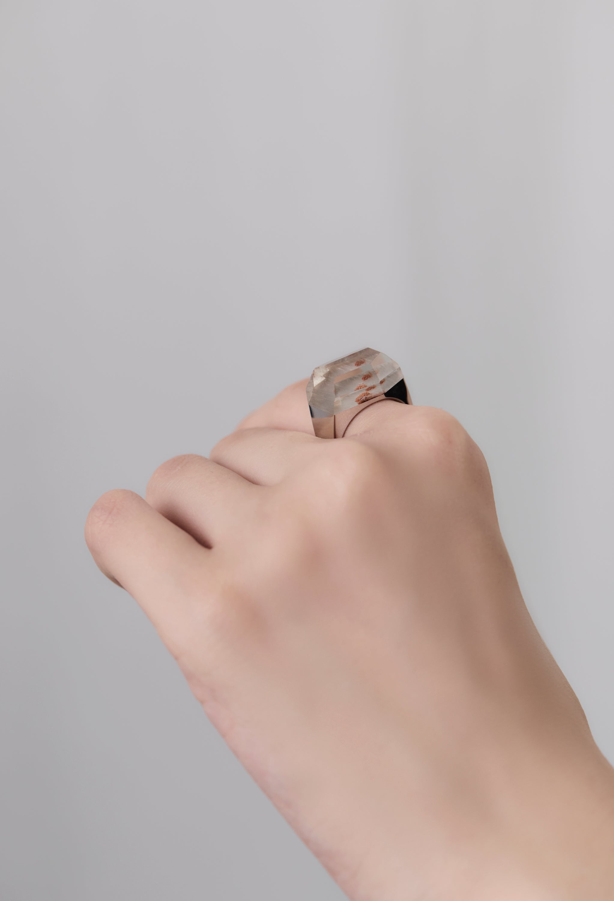 [One-of-a-kind] Black Banded Agate Rock Ring / Crystal / Silver