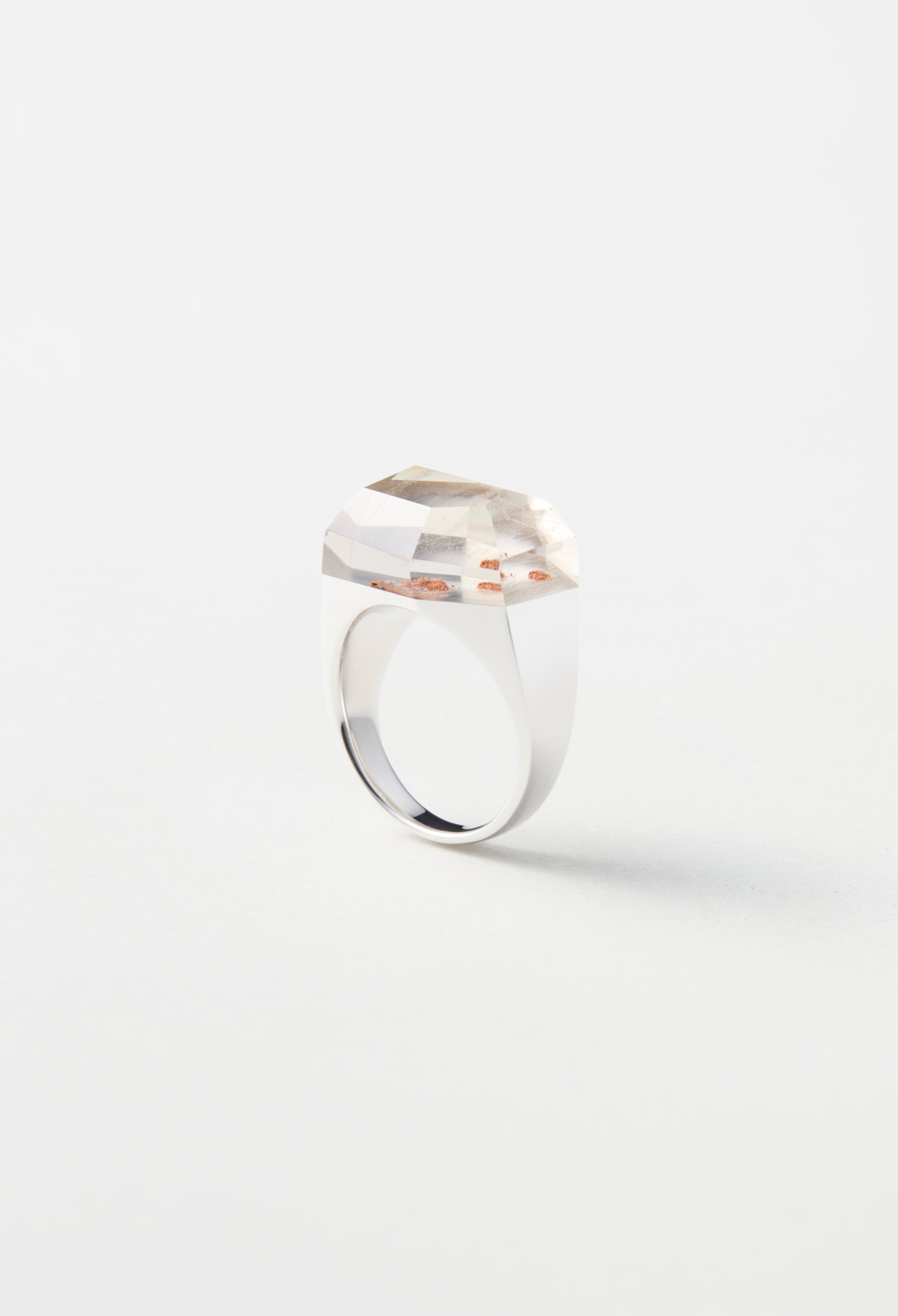 [One-of-a-kind] Black Banded Agate Rock Ring / Crystal / Silver