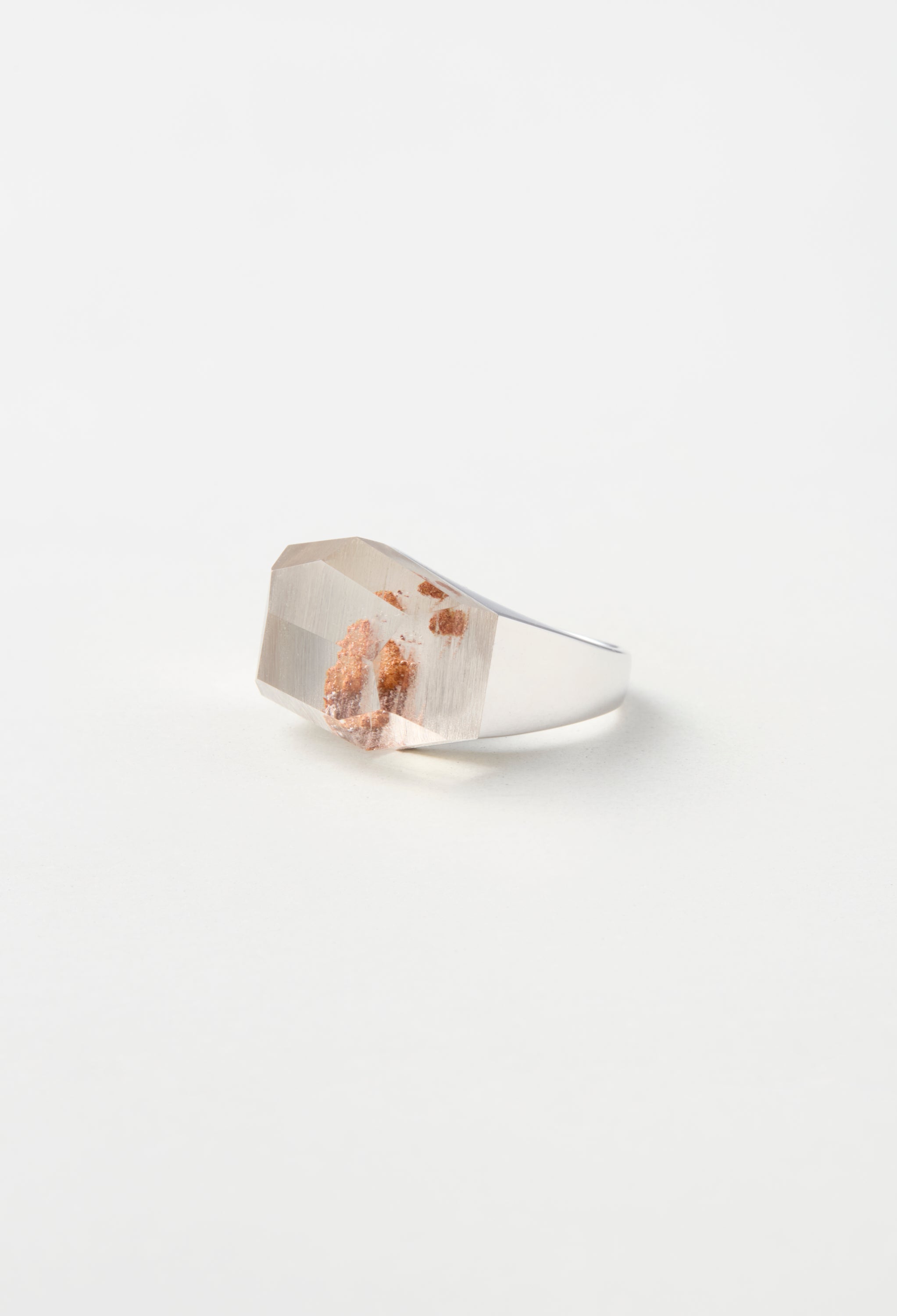 [One-of-a-kind] Black Banded Agate Rock Ring / Crystal / Silver