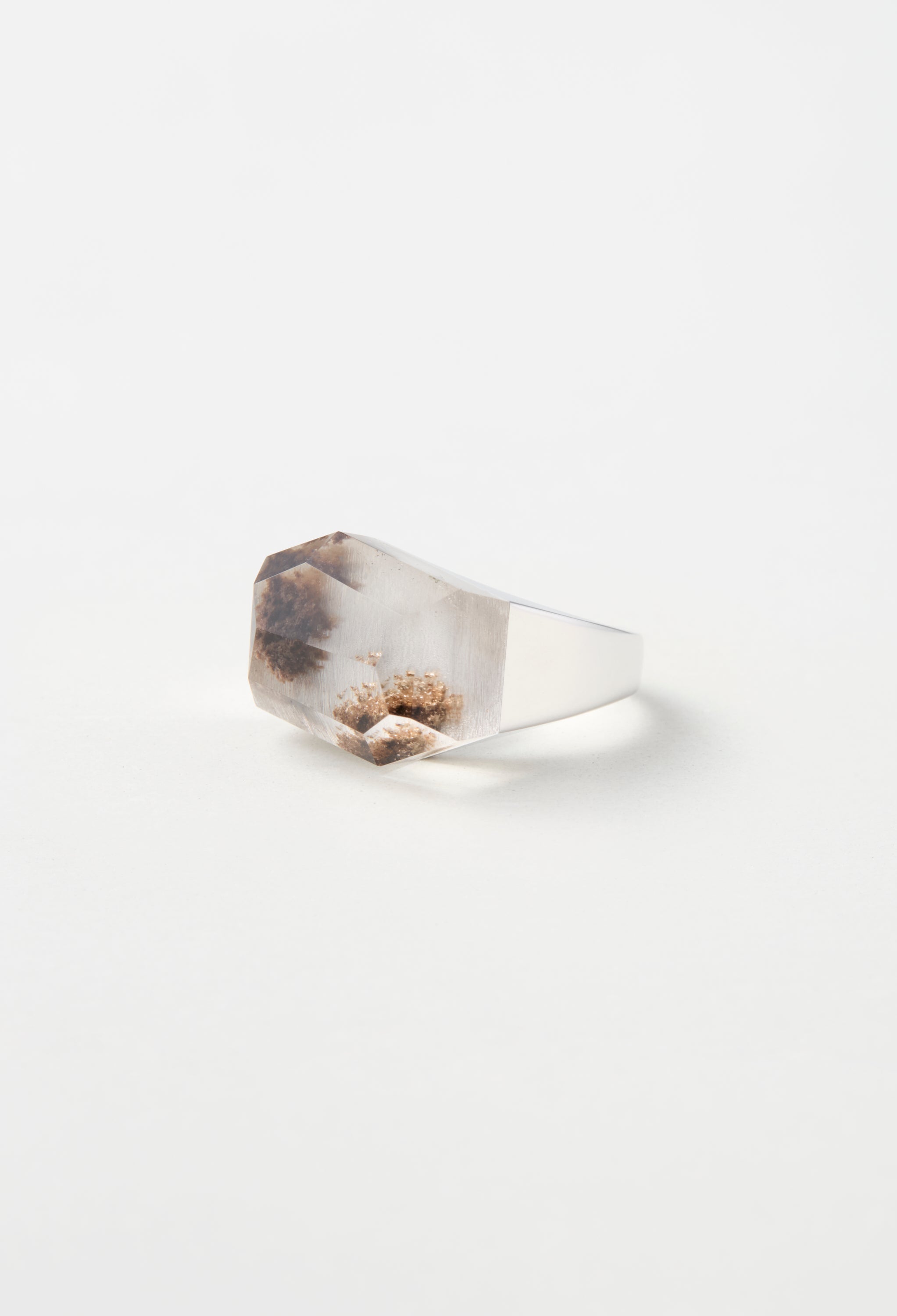 [One-of-a-kind] Black Banded Agate Rock Ring / Crystal / Silver