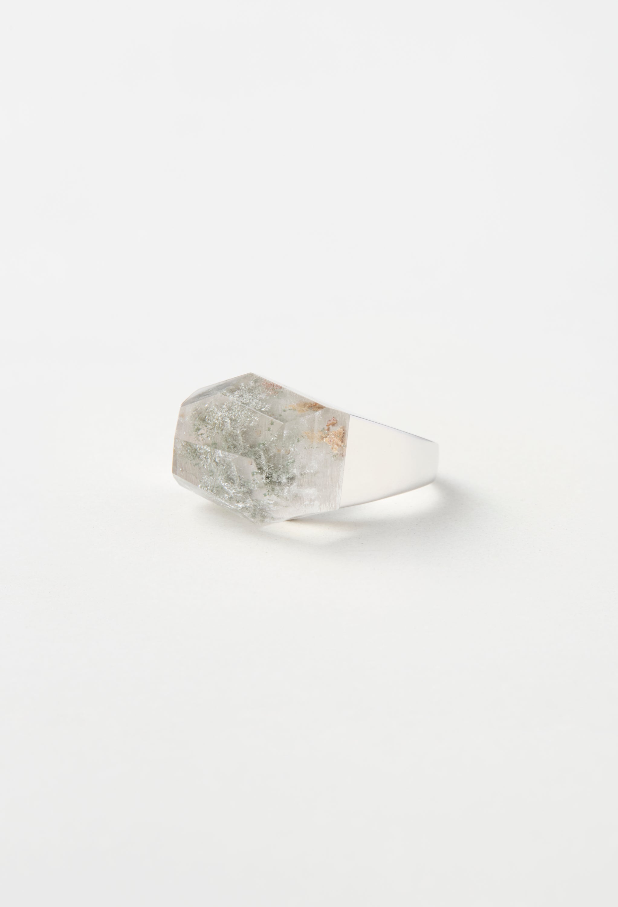 [One-of-a-kind] Black Banded Agate Rock Ring / Crystal / Silver