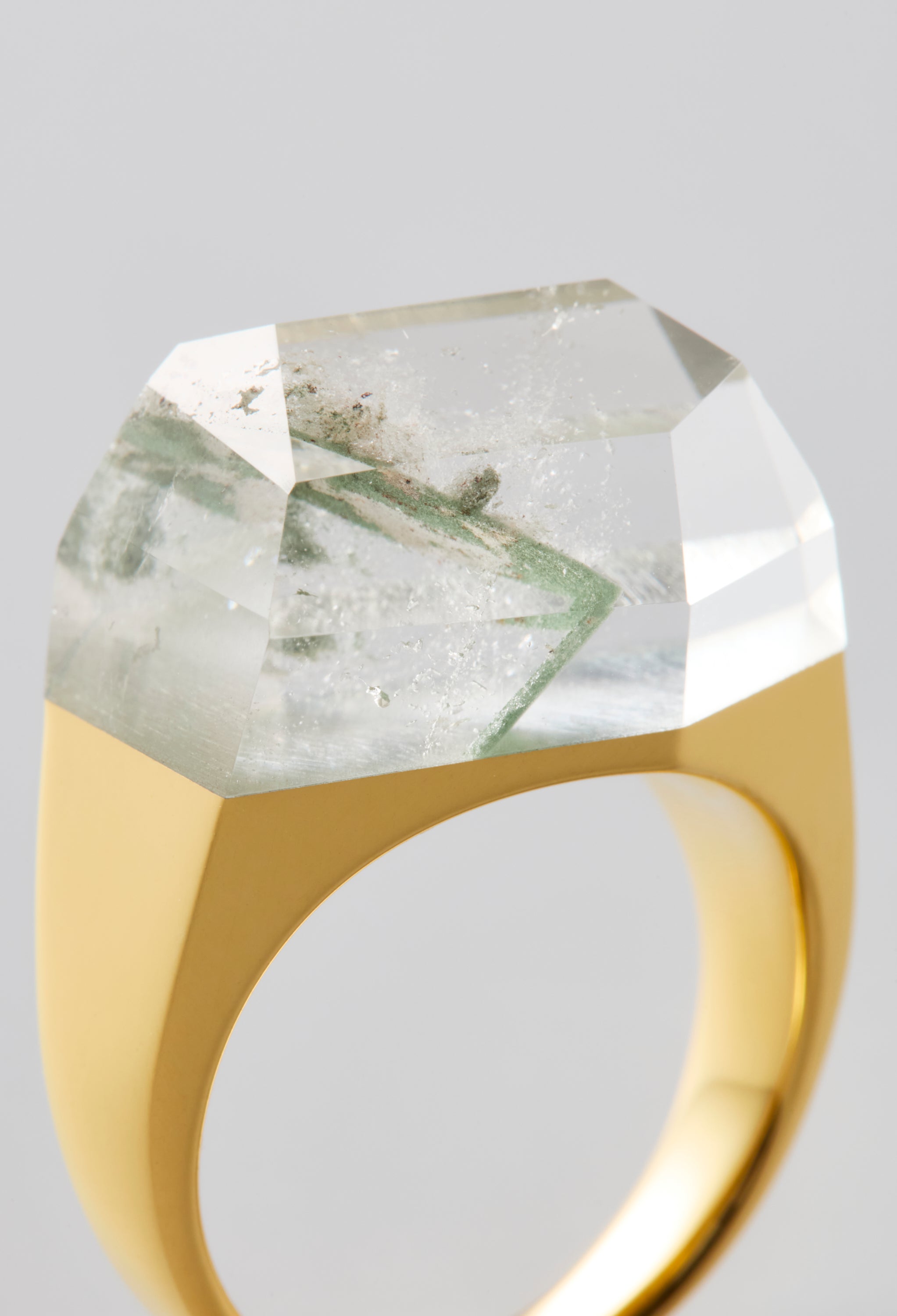 [One-of-a-kind] Black Banded Agate Rock Ring / Crystal / Silver