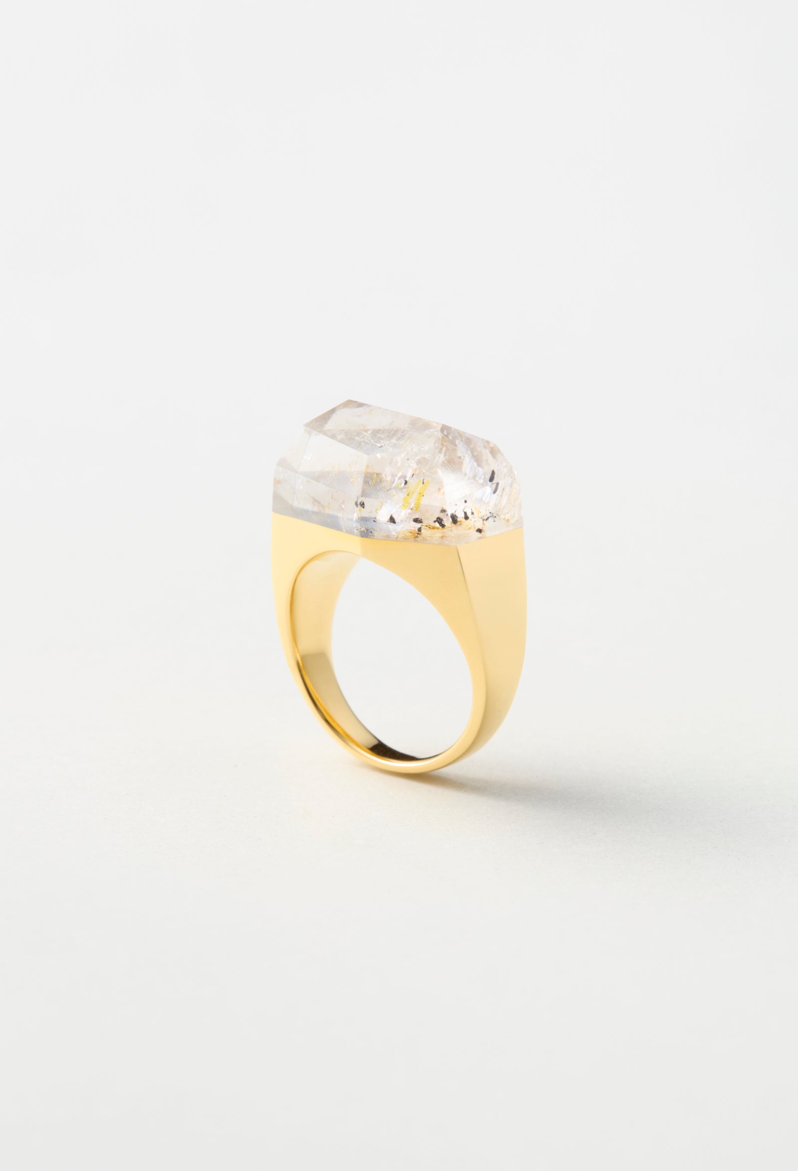 一点もの] Oil in Quartz Rock Ring / Crystal / Yellow – bororo