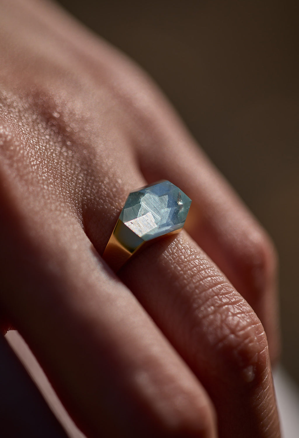 一点もの] Aquamarine Mini Rock Ring / Crystal – bororo