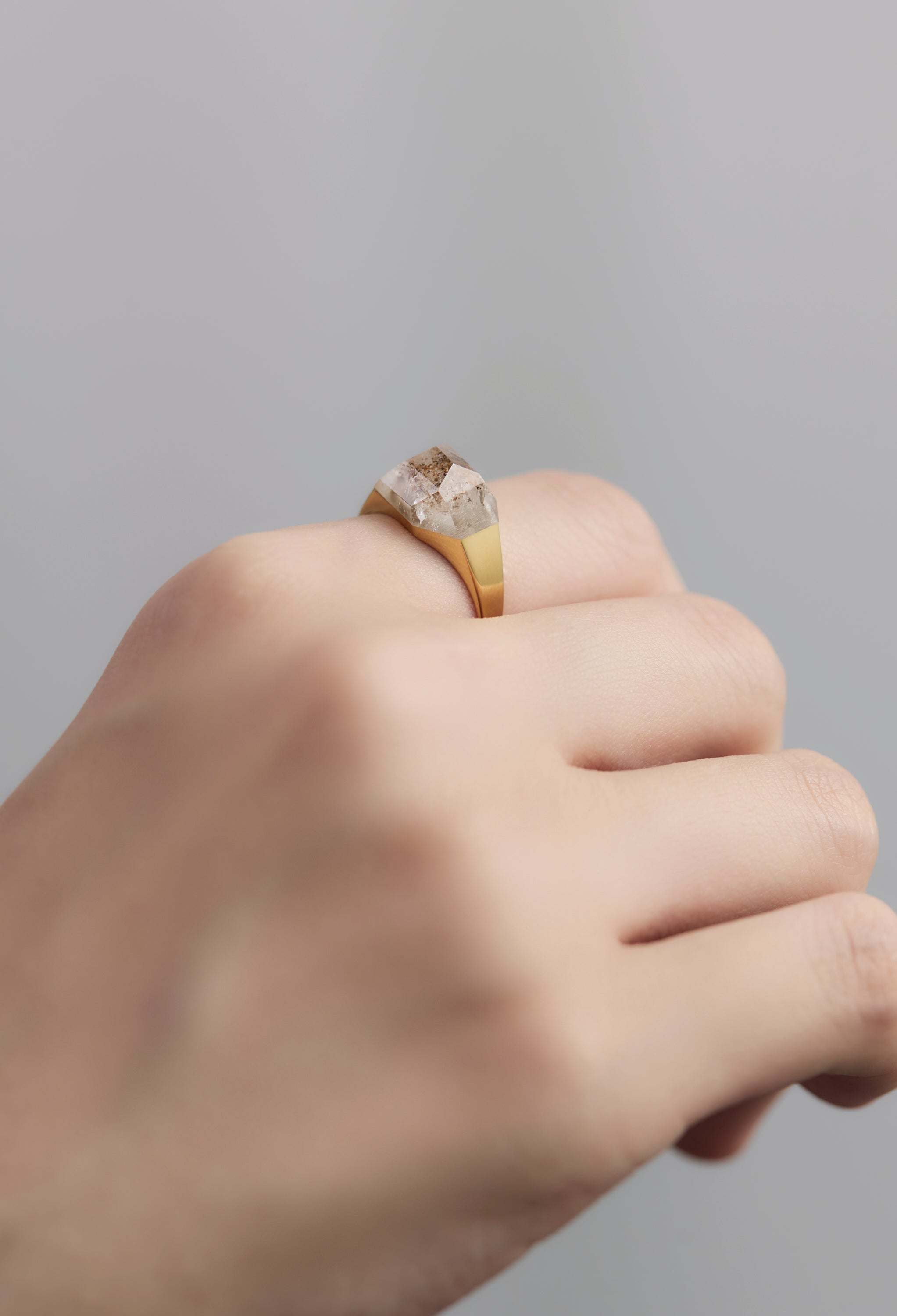 [One-of-a-kind] Garden Quartz Mini Rock Ring / Round / Silver