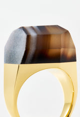 [一点もの] Black Banded Agate Rock Ring / Crystal / Yellow