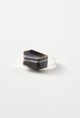 [一点もの] Black Banded Agate Rock Ring / Crystal / Silver