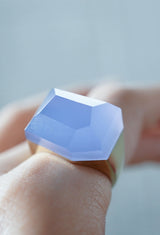 Blue Chalcedony Rock Ring / Crystal / Yellow