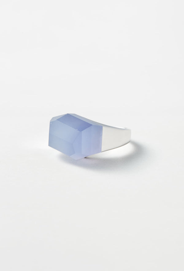 Blue Chalcedony Rock Ring / Crystal / Silver