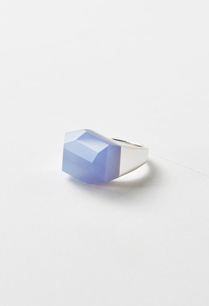 Blue Chalcedony Rock Ring / Crystal / Silver