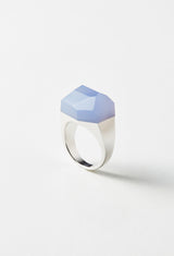 Blue Chalcedony Rock Ring / Crystal / Silver