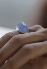 Blue Chalcedony Rock Ring / Crystal / Silver