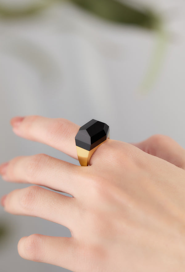 Onyx Rock Ring / Crystal / Yellow