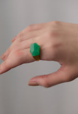 [一点もの] Chrysoprase Rock Ring / Crystal / Yellow