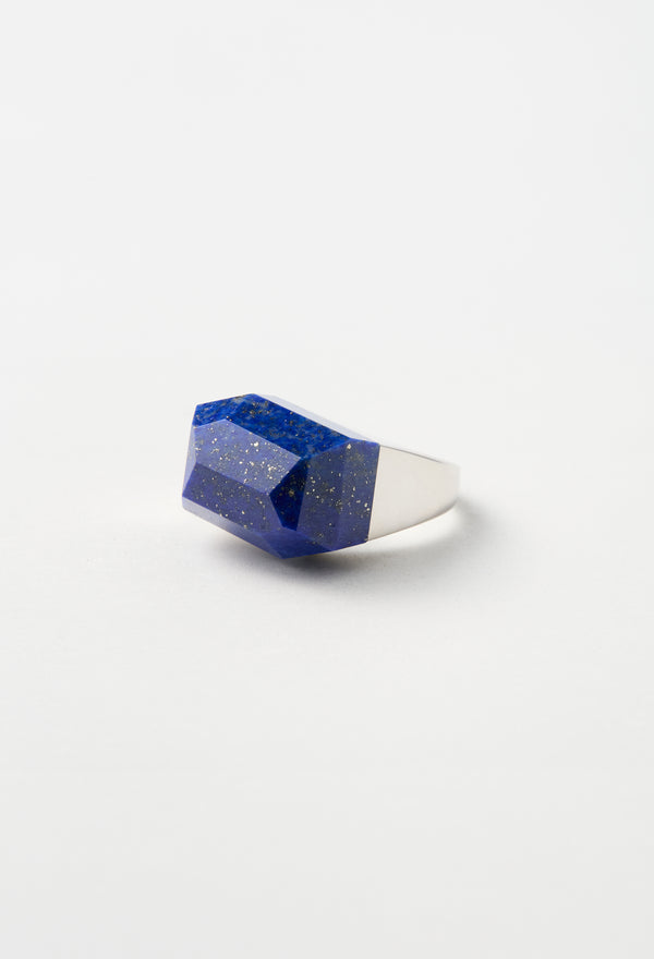 Lapis Lazuli Rock Ring / Crystal / Silver