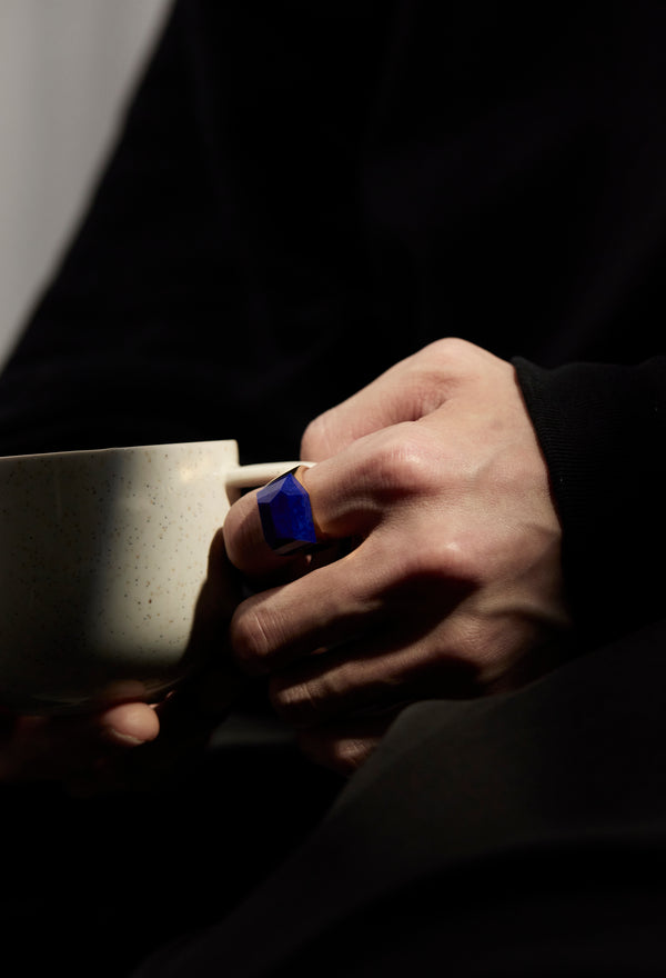 Lapis Lazuli Rock Ring / Crystal / Yellow