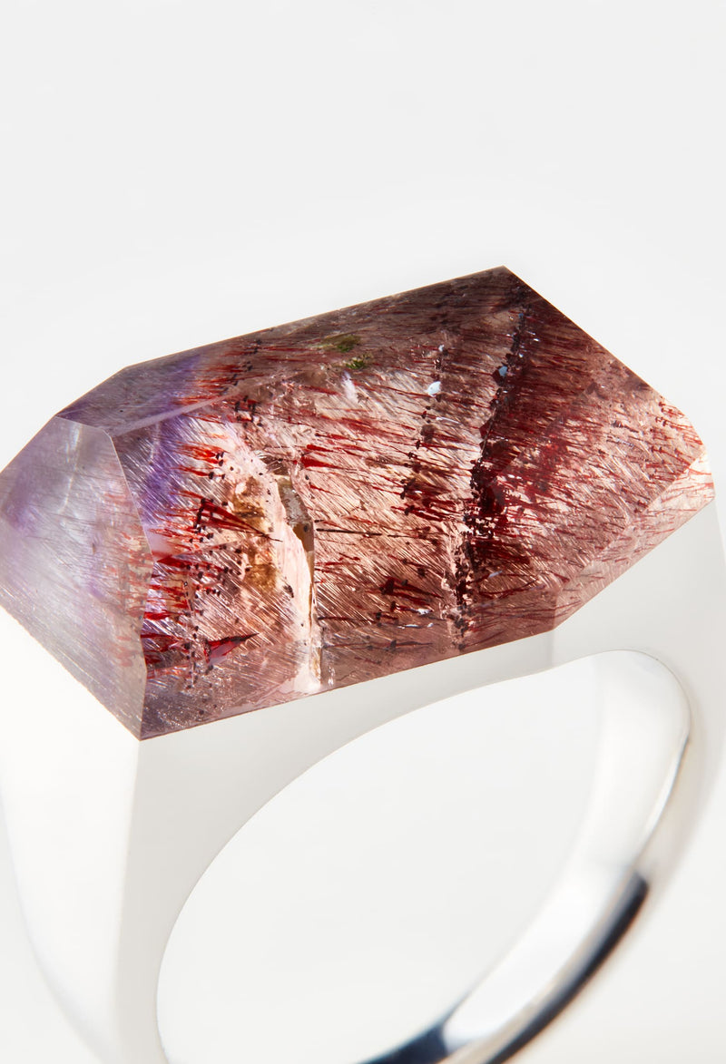 [一点もの] Goethite in Amethyst Rock Ring / Crystal / Silver