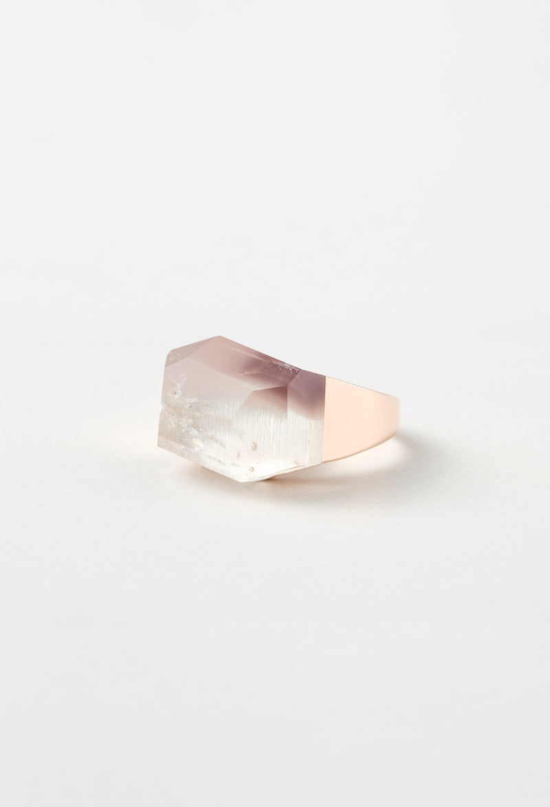 [一点もの] Lithium in Quartz Rock Ring / Crystal / Pink