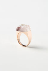 [一点もの] Lithium in Quartz Rock Ring / Crystal / Pink