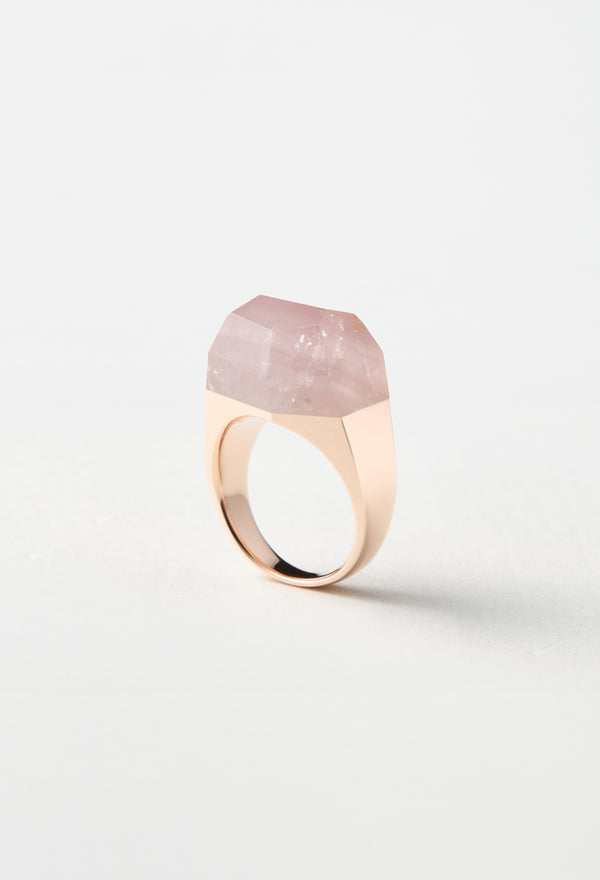 [一点もの] Lithium in Quartz Rock Ring / Crystal / Pink