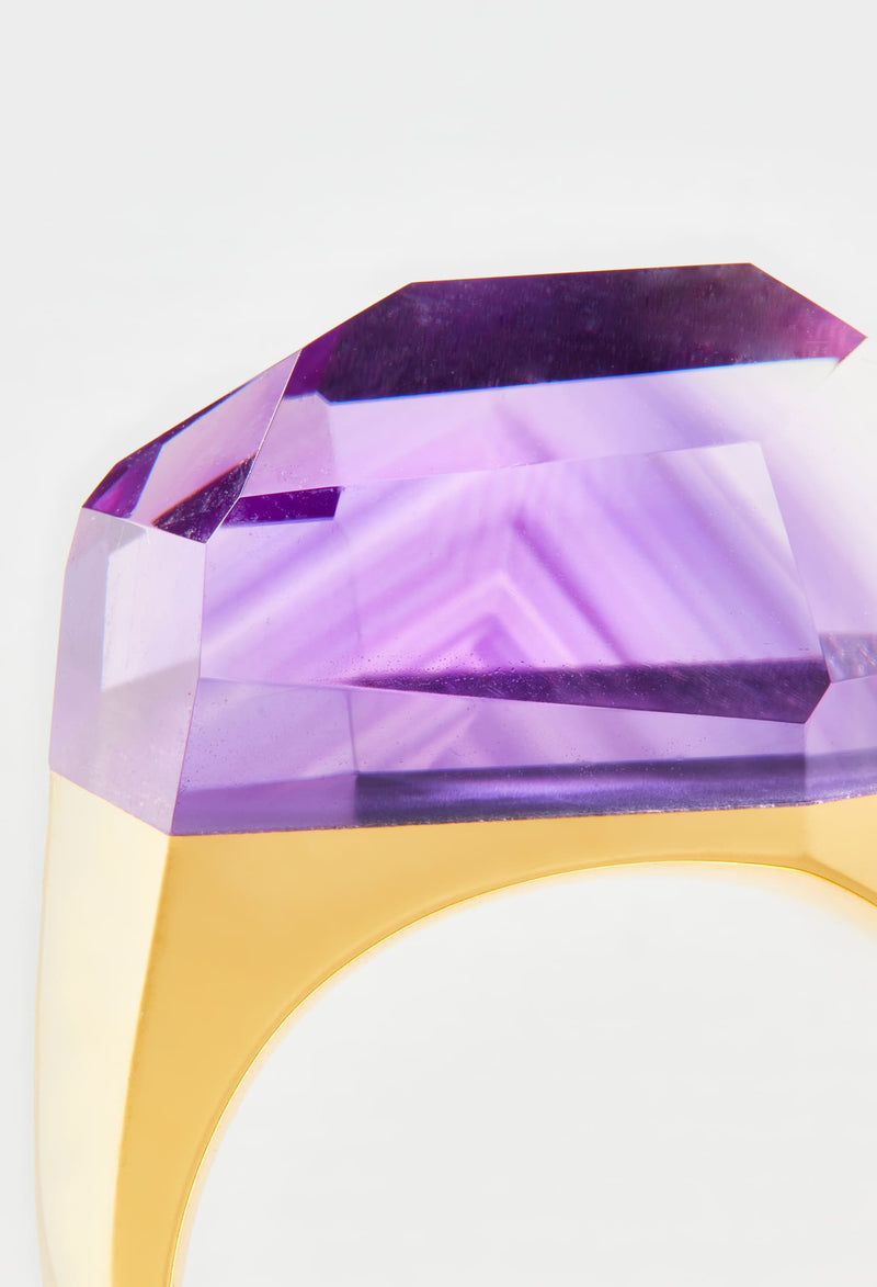 [一点もの] Phantom Amethyst Rock Ring / Crystal / Yellow