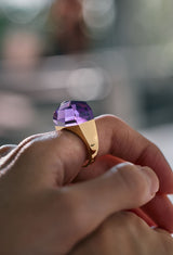 [一点もの] Phantom Amethyst Rock Ring / Crystal / Yellow