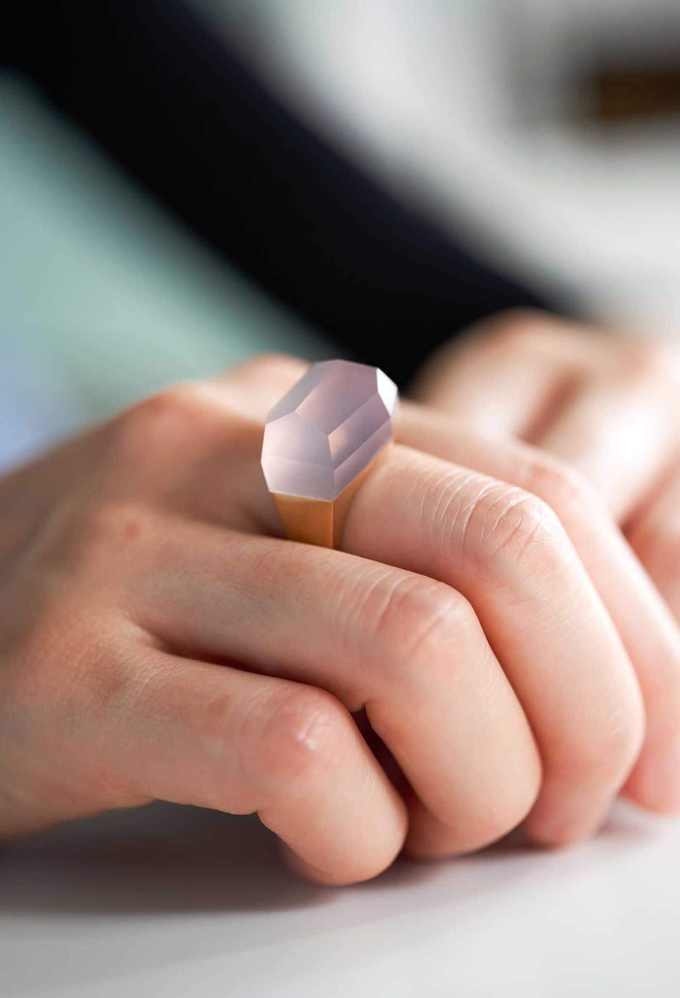 Rose Quartz Rock Ring / Crystal / Yellow – bororo