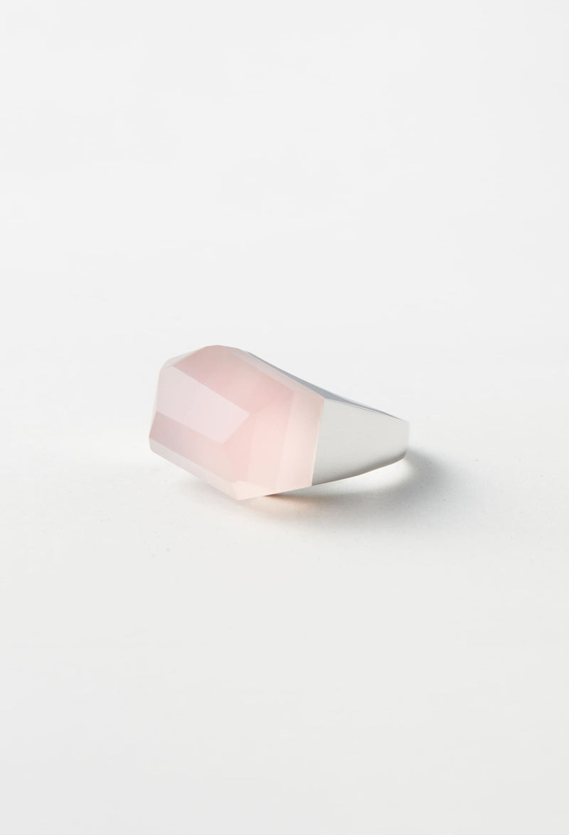 Rose Quartz Rock Ring / Crystal / Silver