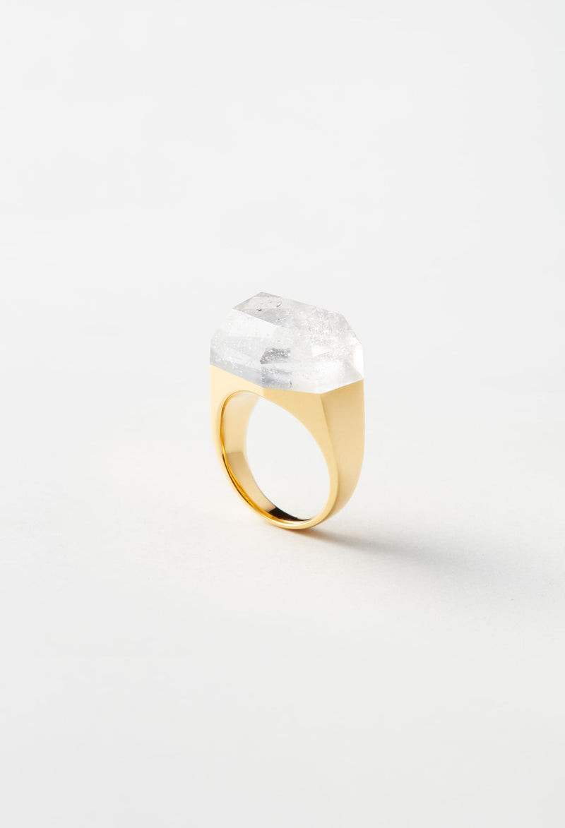 [一点もの] Mica in Quartz Rock Ring / Crystal / Yellow