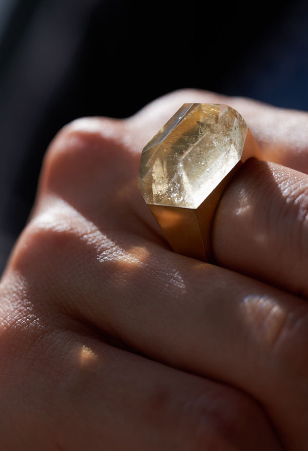 Quartz Rock Ring / Crystal / Yellow