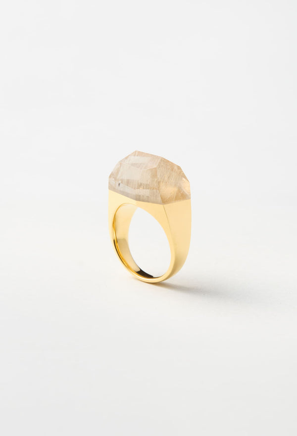 [一点もの] Rutile Quartz Rock Ring / Crystal / Yellow