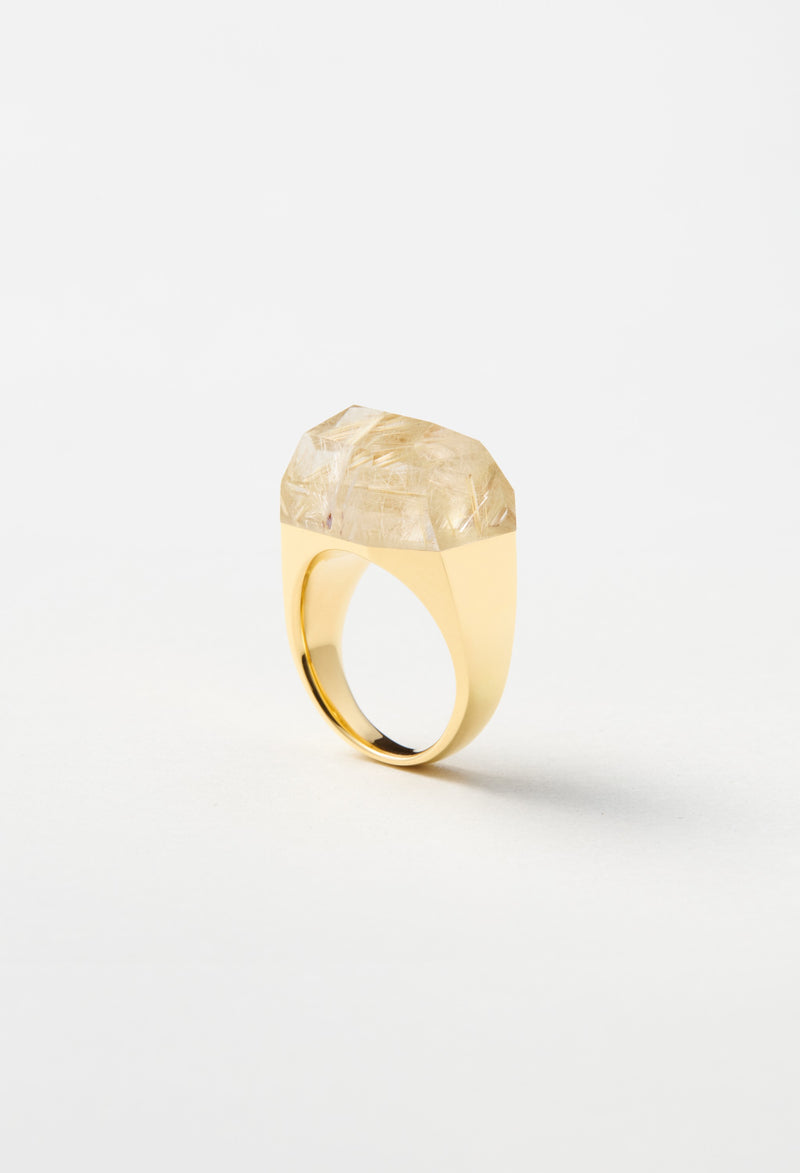 [一点もの] Rutile Quartz Rock Ring / Crystal / Yellow