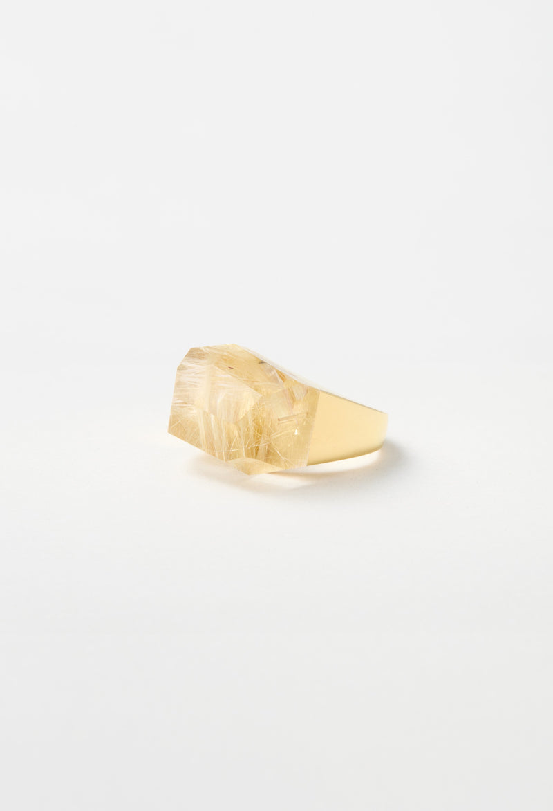 [一点もの] Rutile Quartz Rock Ring / Crystal / Yellow