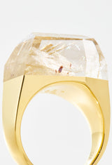 [一点もの] Rutile Quartz Rock Ring / Crystal / Yellow