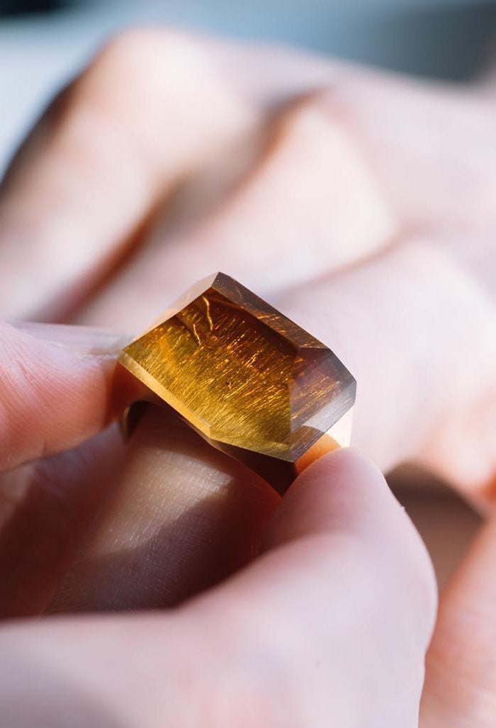 Citrine Rock Ring / Crystal / Yellow