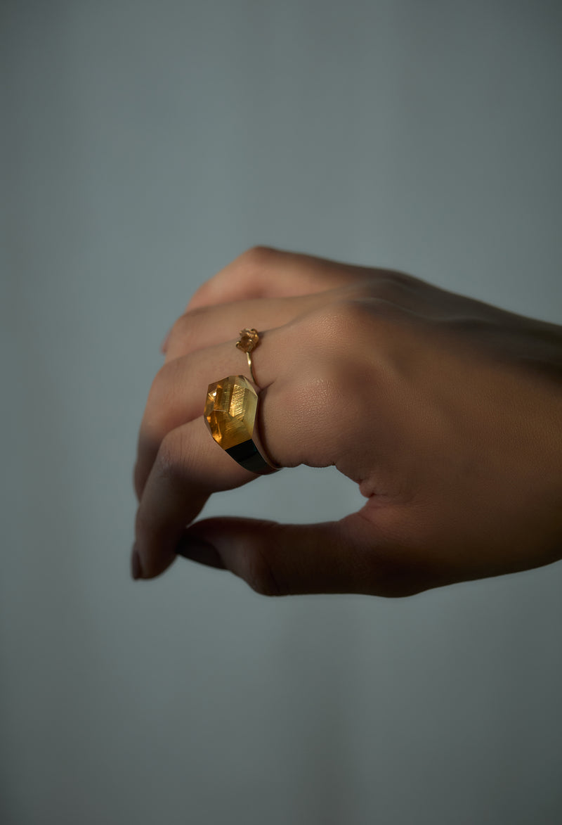 Citrine Rock Ring / Crystal / Silver