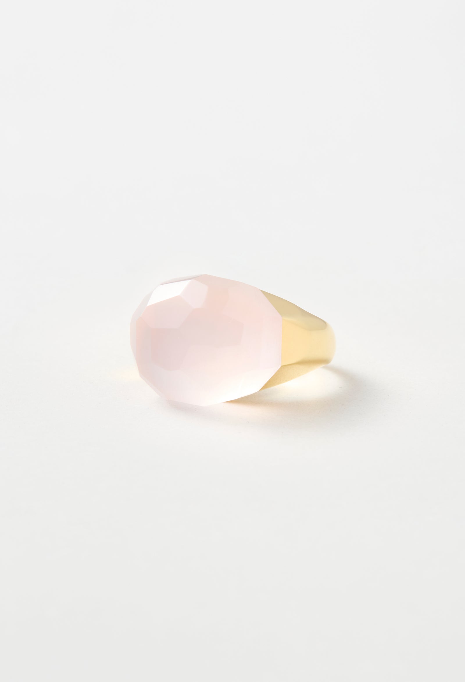 Rose Quartz Rock Ring / Faceted Round / Yellow – bororo