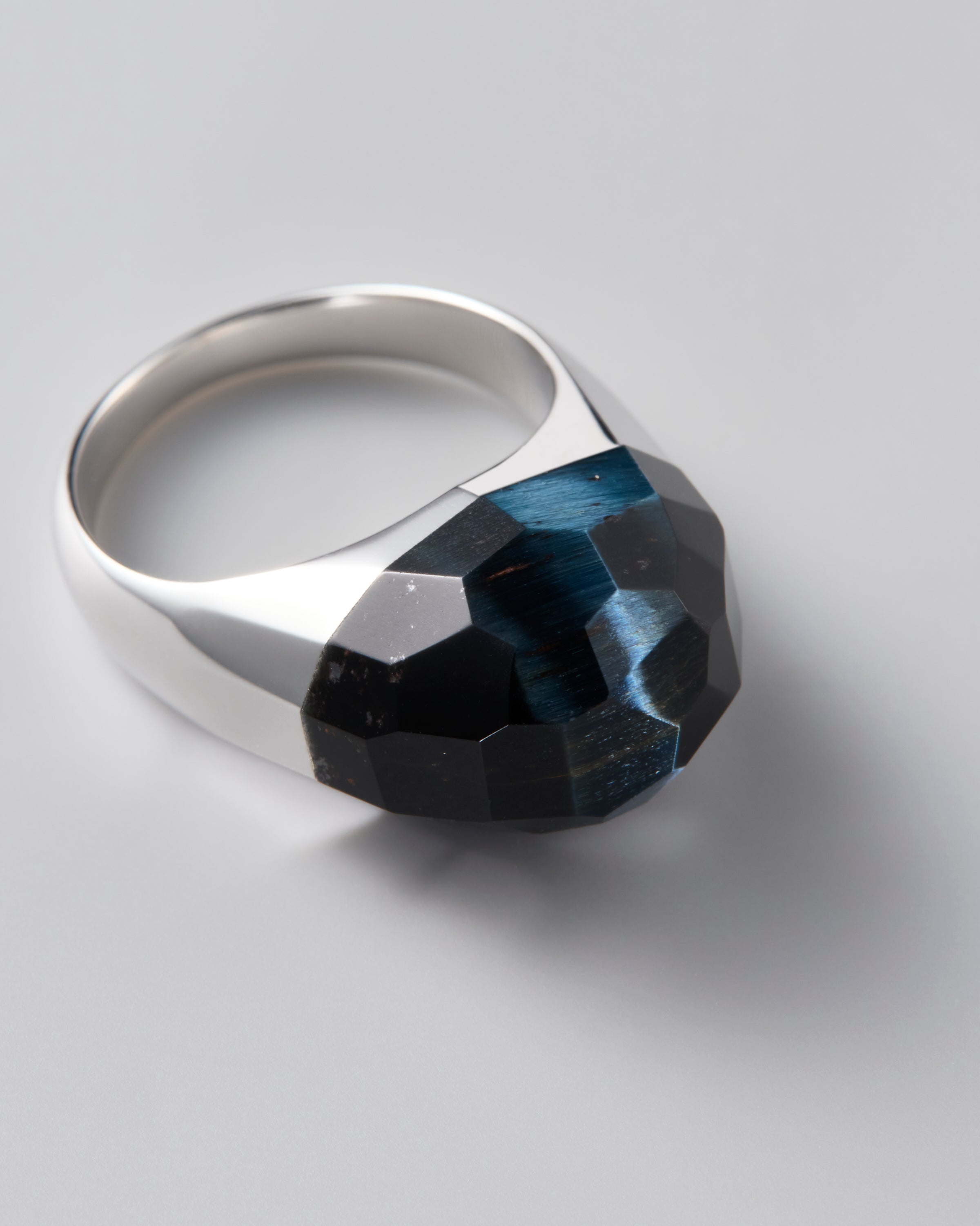 [One-of-a-kind] Hawk's Eye Rock Ring / Round / Yellow