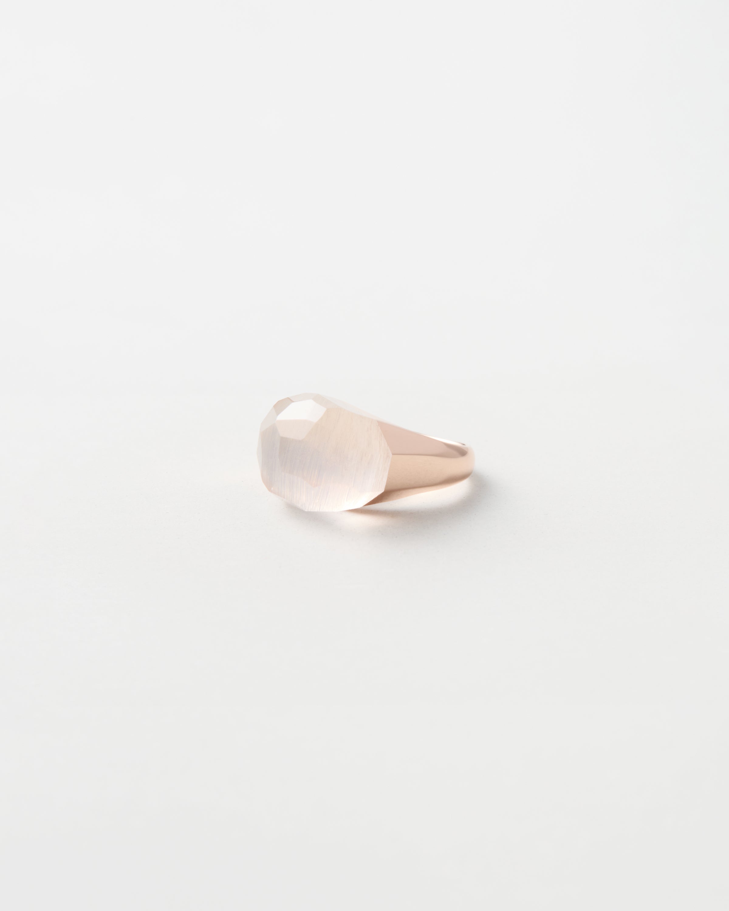 Rose Quartz Mini Rock Ring / Faceted Round / Pink