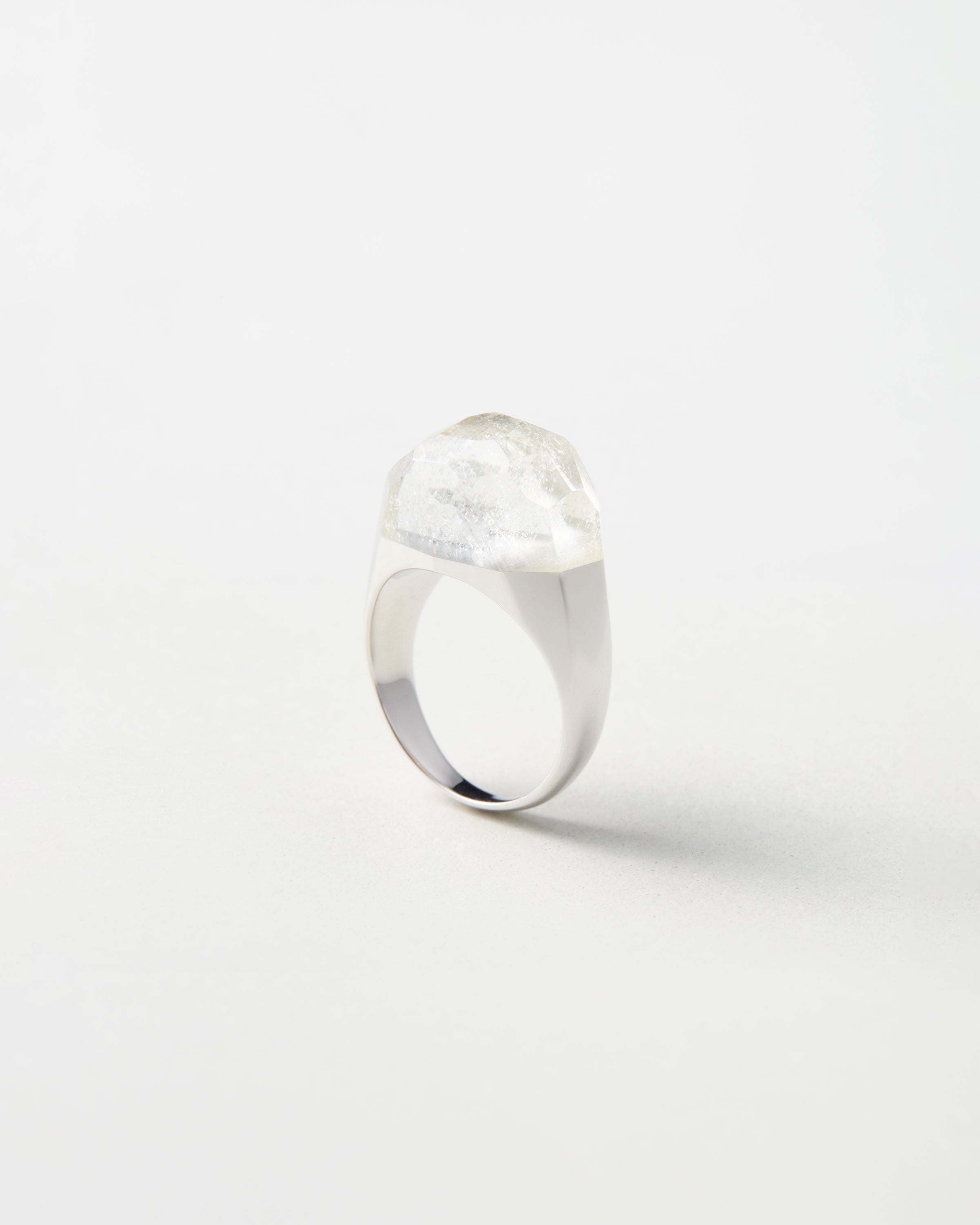 Himalaya Quartz Mini Rock Ring / Faceted Round / Silver