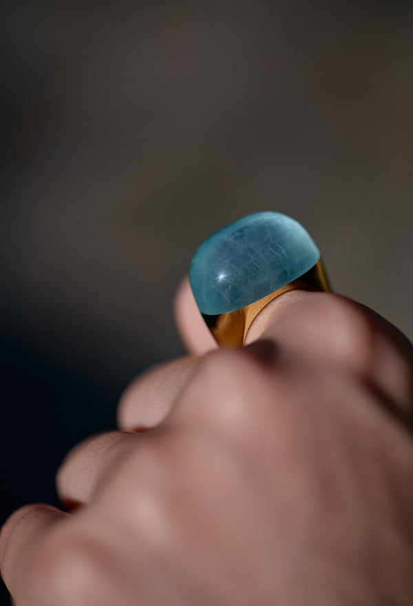 [一点もの] Aquamarine Rock Ring / Round