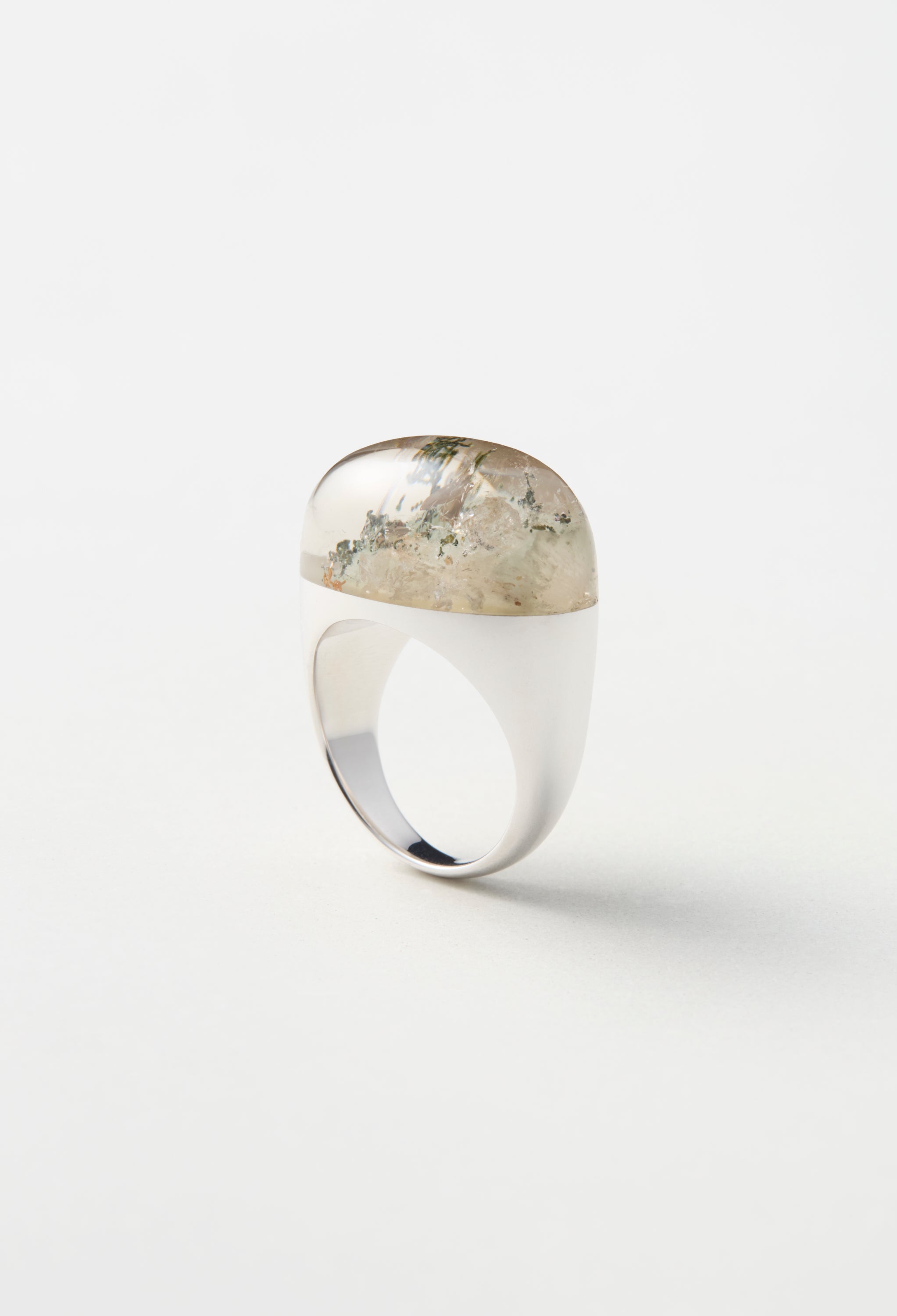 [One-of-a-kind] Black Banded Agate Rock Ring / Crystal / Silver