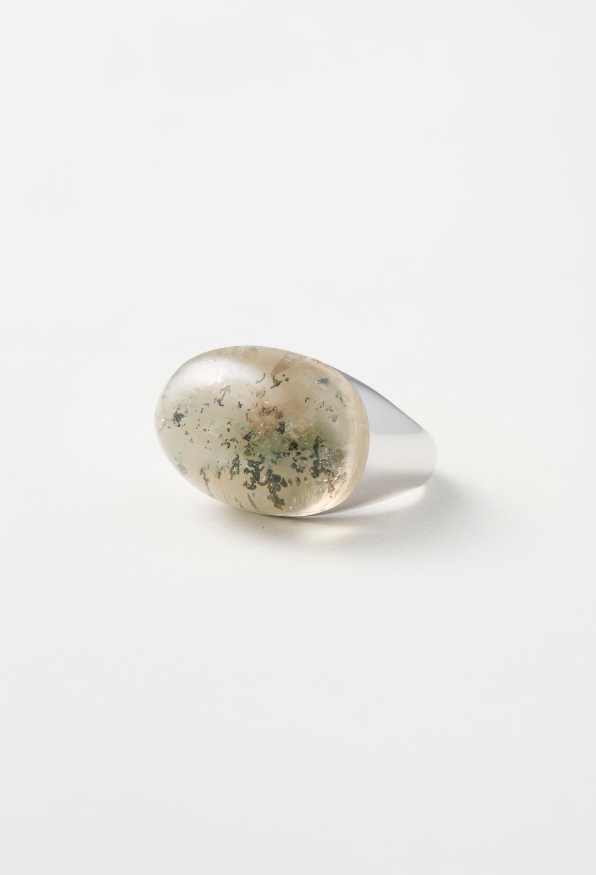 [One-of-a-kind] Black Banded Agate Rock Ring / Crystal / Silver