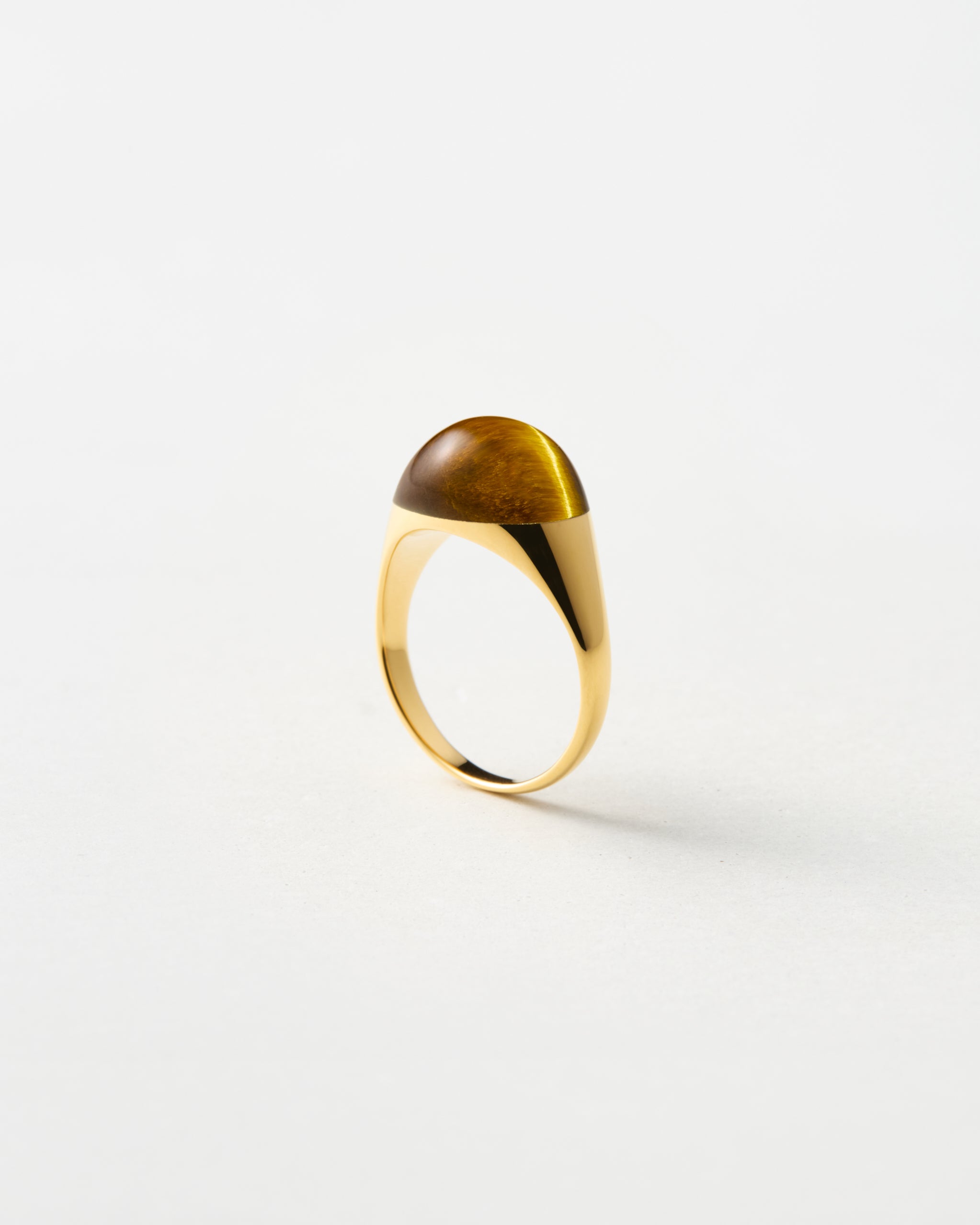 Tiger's Eye Mini Rock Ring / Round / Yellow