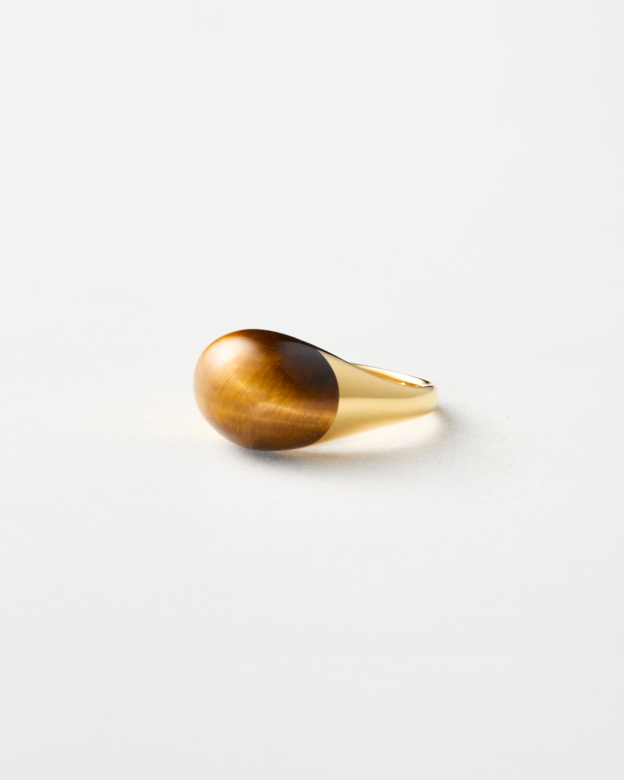 Tiger's Eye Mini Rock Ring / Round / Yellow
