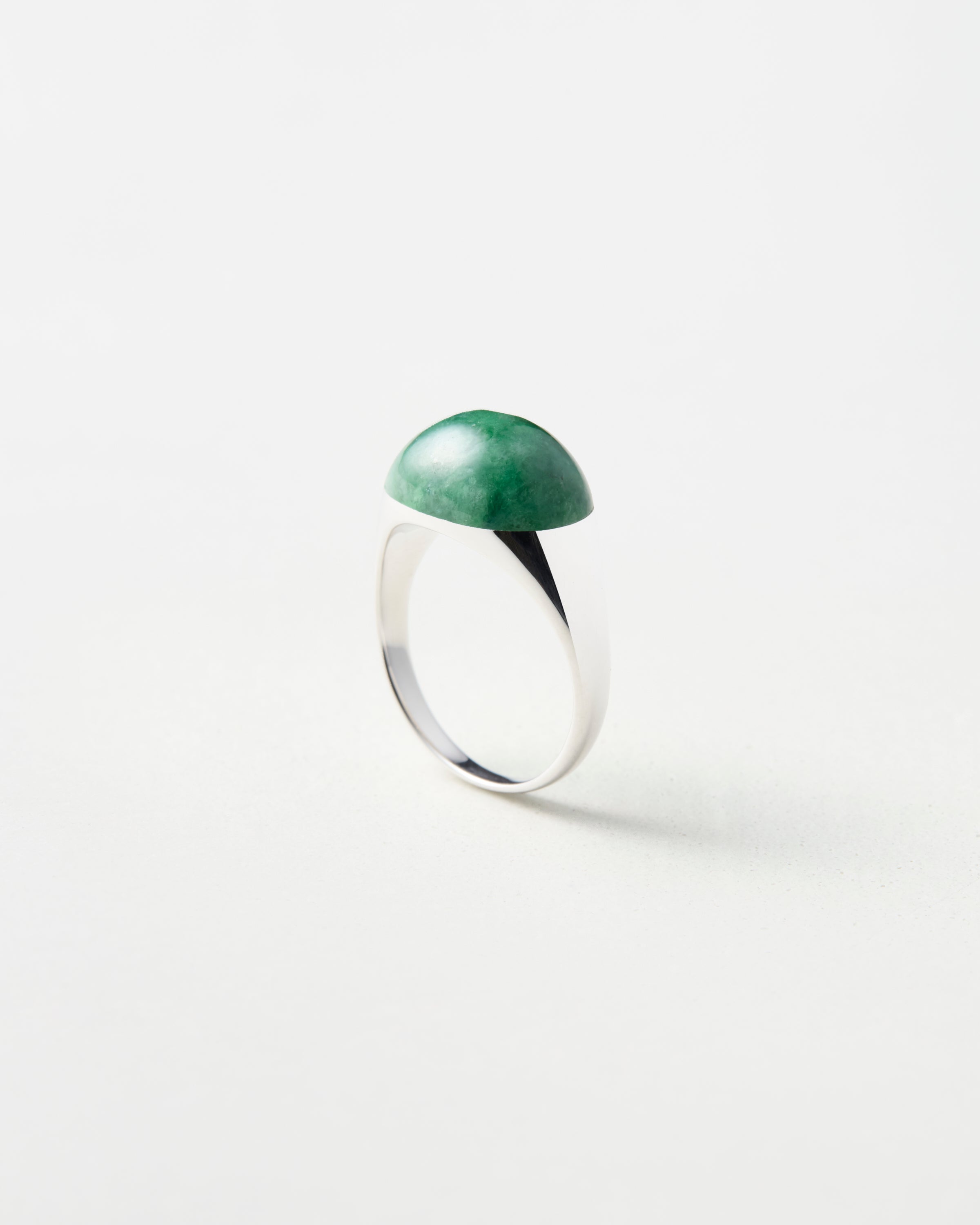 Green Jade Mini Rock Ring / Round / Yellow