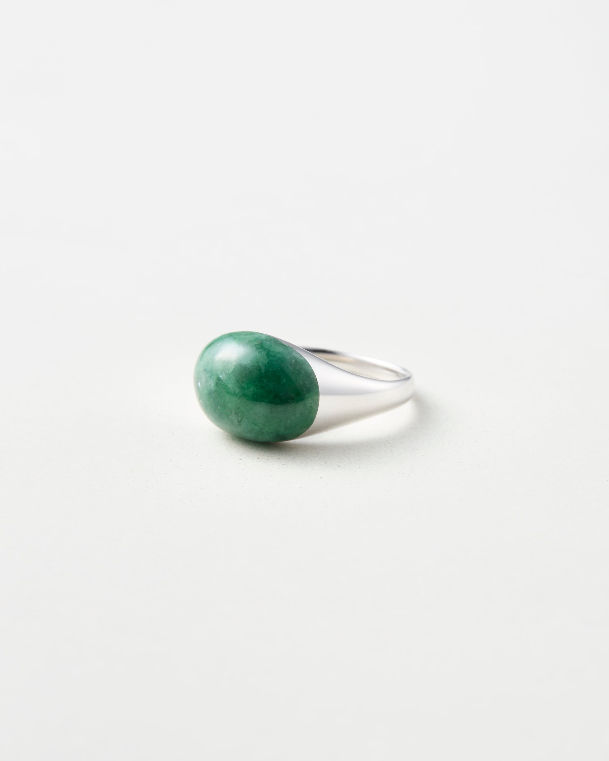 Green Jade Mini Rock Ring / Round / Yellow