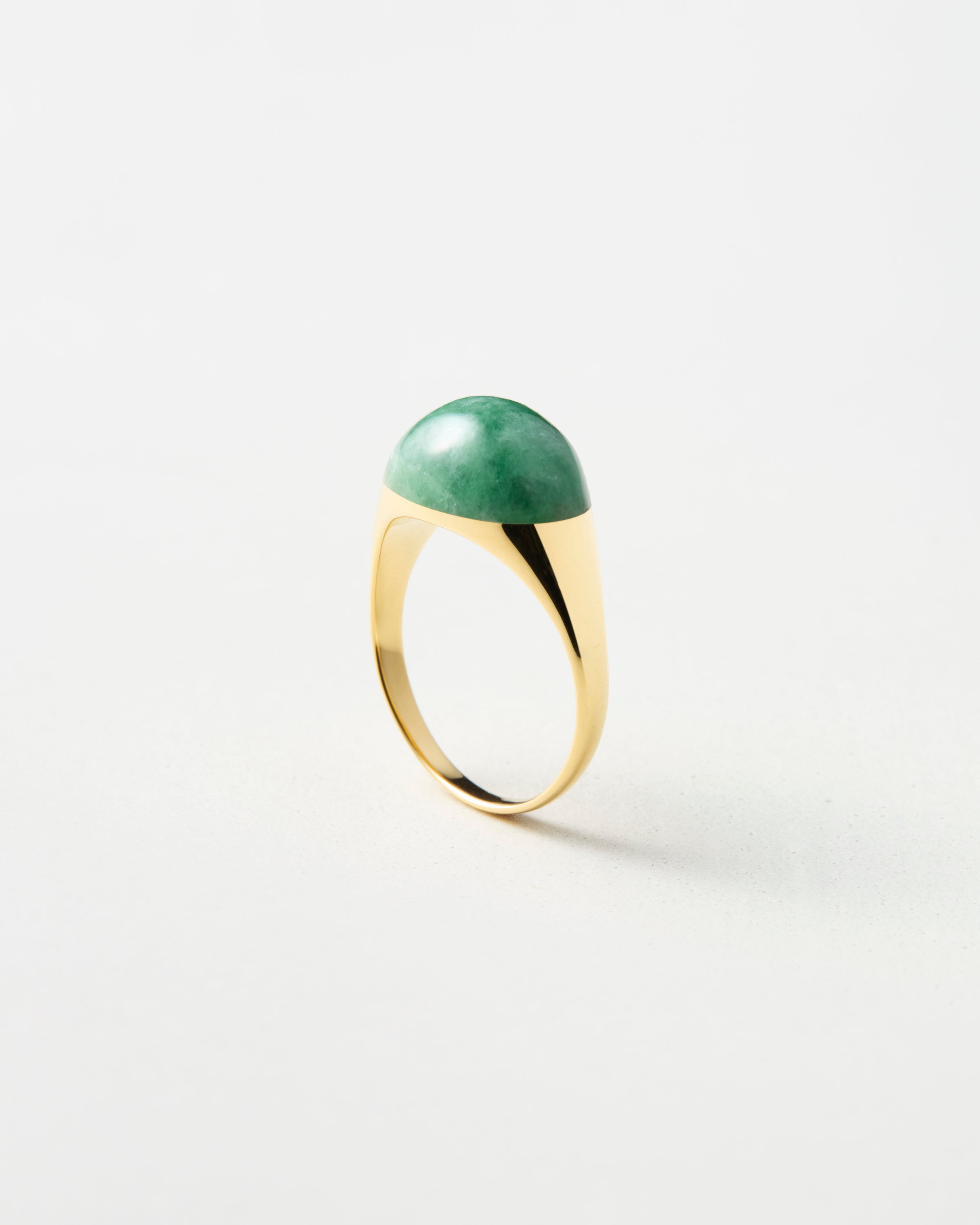 Green Jade Mini Rock Ring / Round / Yellow