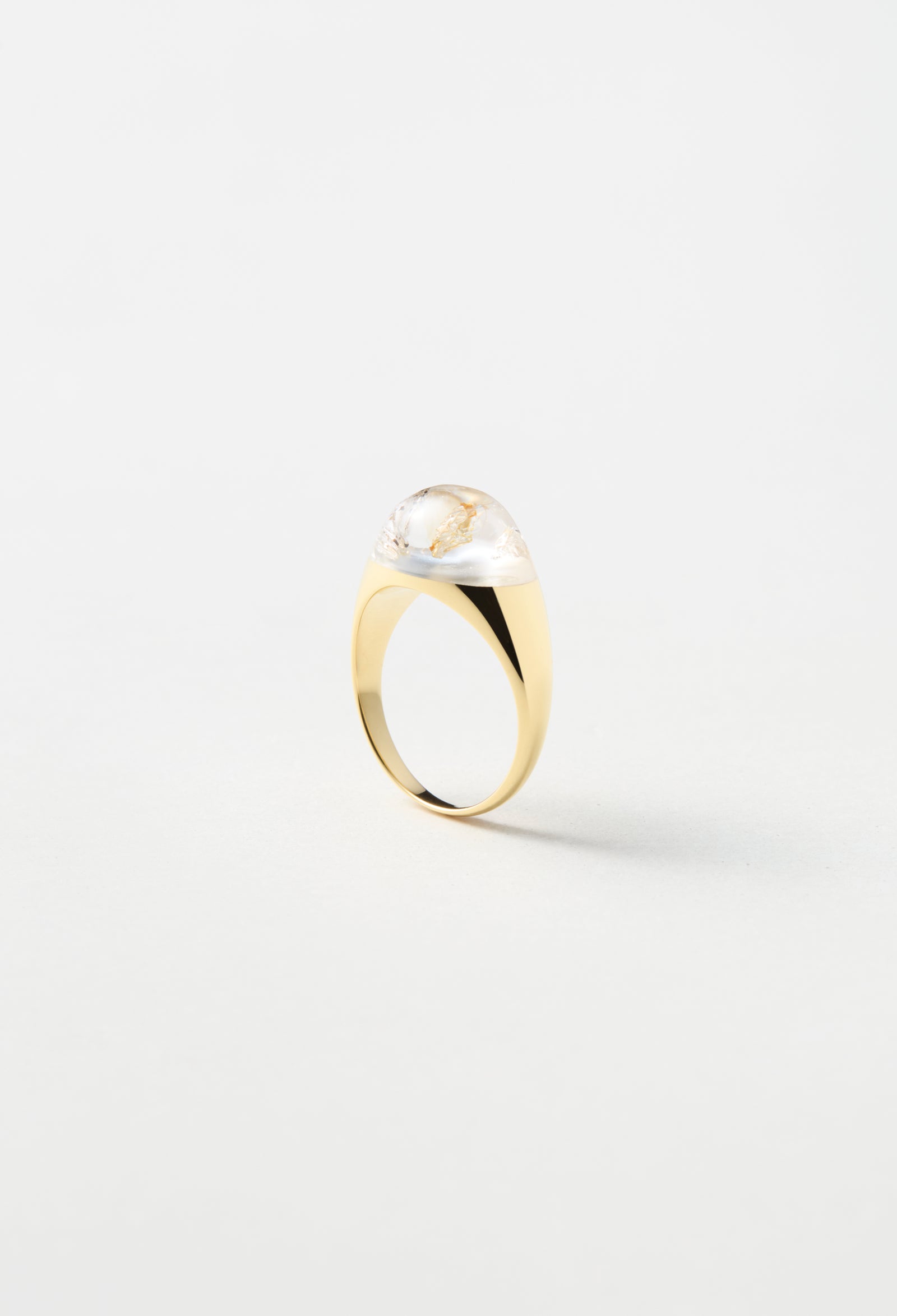 一点もの] Oil in Quartz Mini Rock Ring / Round / Yellow – bororo